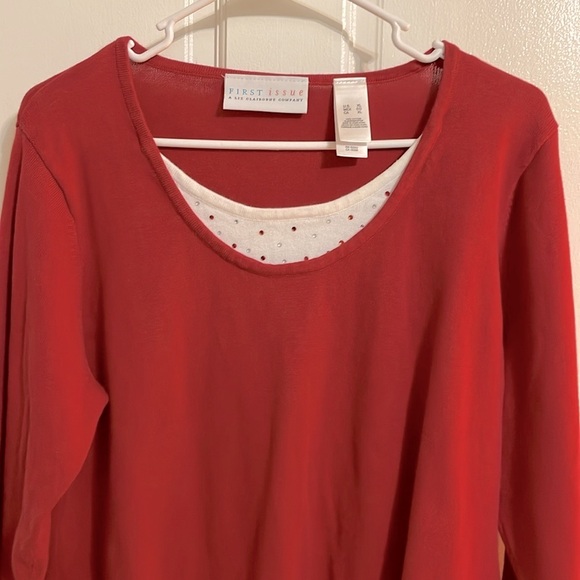 First Issue Liz Claiborne Red sweater top,Size XL - Picture 2 of 8